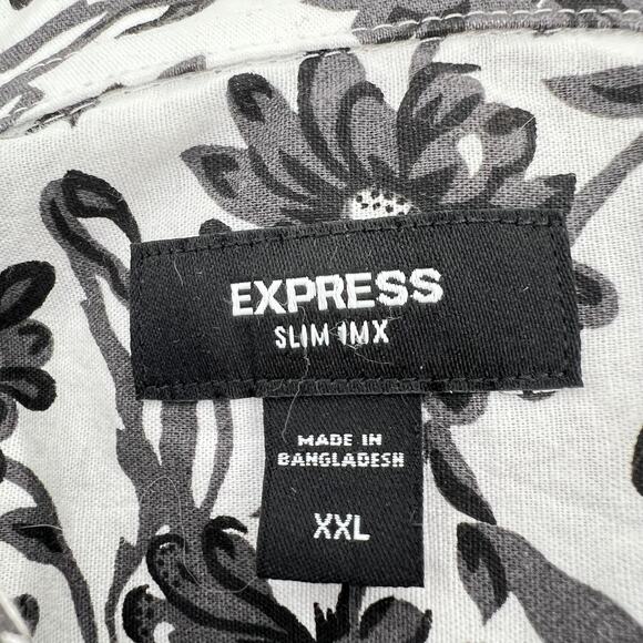 EXPRESS Woman's Neutral Floral Button Front Blouse XXL Office Goth Cottage - Picture 4 of 5